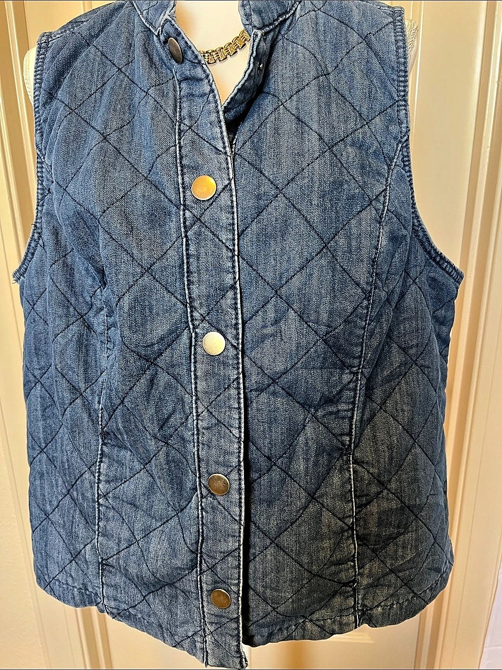 C. Banks Quilted Denim Vest in Blue